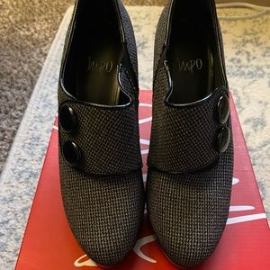 IMPO Tweed Heels Patent Leather in Black and Gray Size 7 1/2